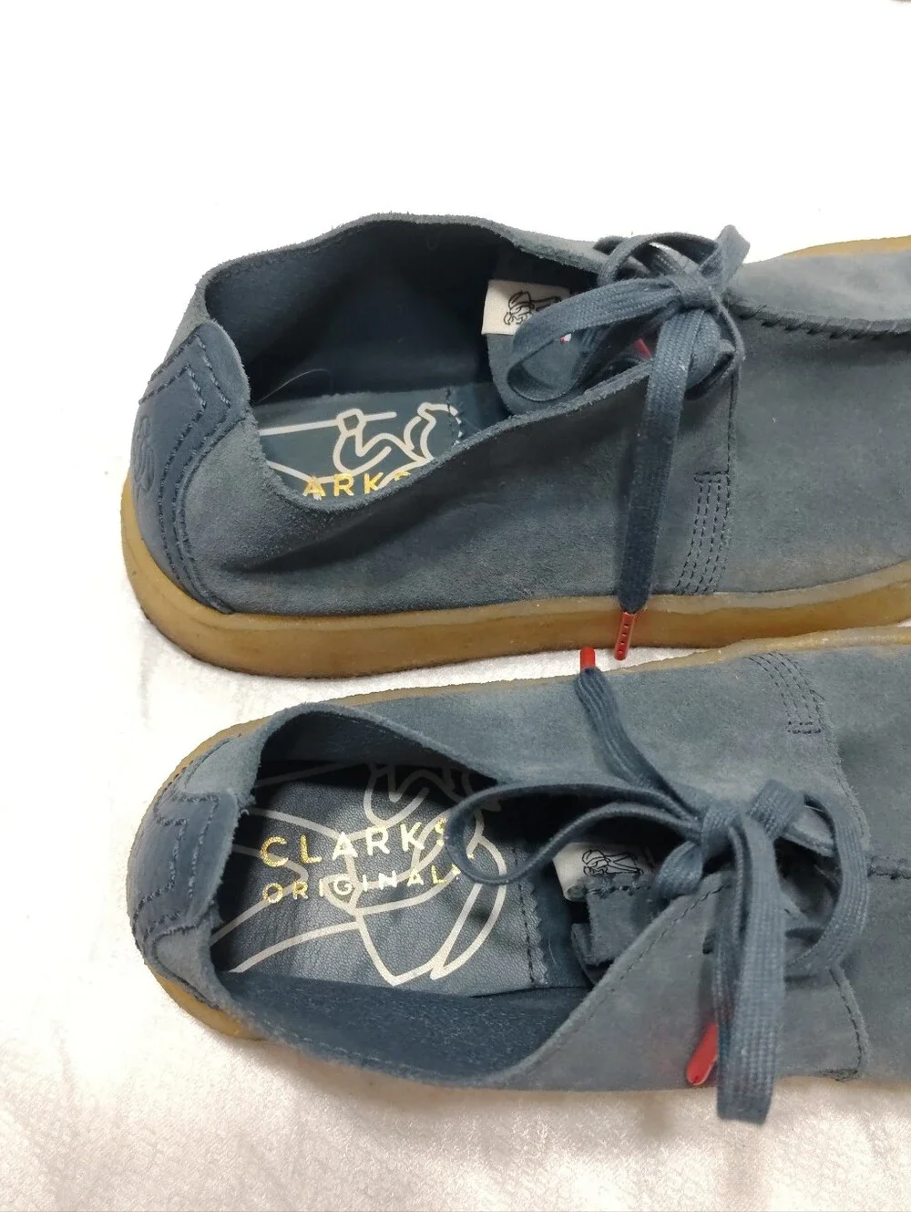 Clarks Original Trek Cup Stitch, Men # 10.5 US Blue Suede